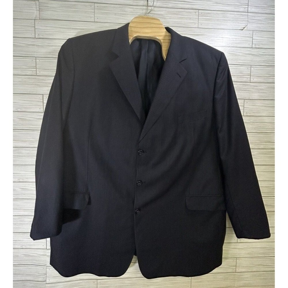 Jack Victor Coat Blazer Suit Jacket Mens 54R Blue Stripe 100%‎ Wool Super 100s